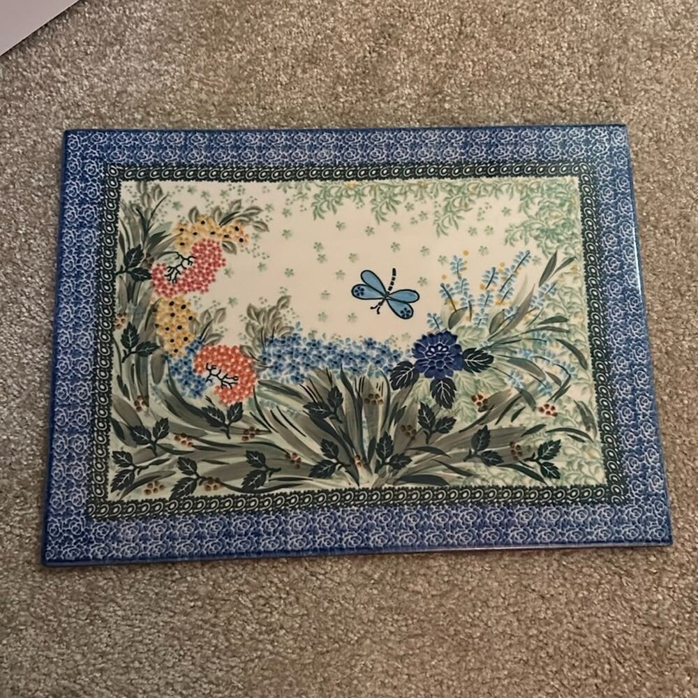 Ceramika Artystyczna UNIKAT Teresa Liana 2021 Dragonfly Cookie Sheet Tray 15.25”